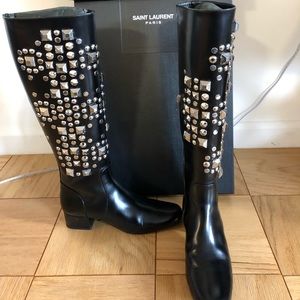 Authentic Saint Laurent Babies 40 Studded Boots